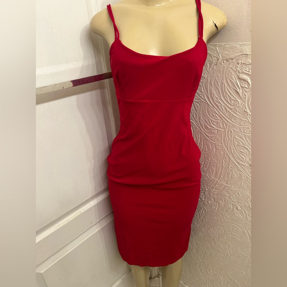 Elegant Red Spaghetti Strap Dress
